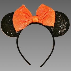 NWT Black & Orange Sequin Mickey Ears